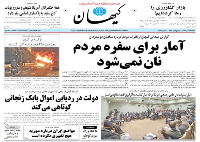 صفحه اول روزنامه کیهان/ خبرگزاری حوزه/ روزنامه‌های صبح امروز/ صفحه اول/ صفحه اول روزنامه ها