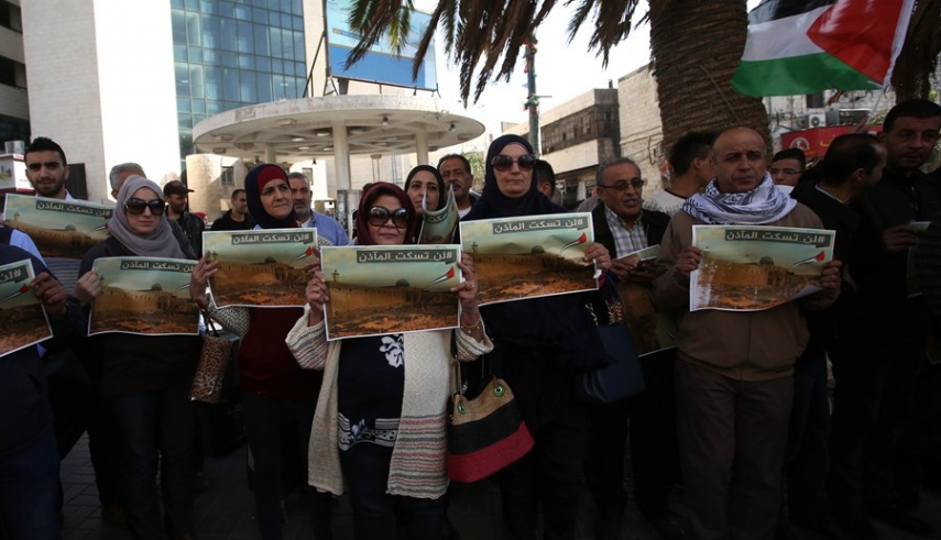 مردم نابلس از شهرهای فلسطین اشغالی در اعتراض به قانون ممنوعیت پخش صدای اذان 