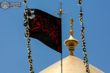 حرم امیرالمومنین (ع) در سوگ شهادت امام باقر(ع) سیاهپوش شد + تصاویر