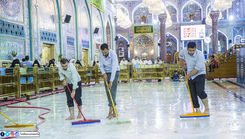 تصویری رپورٹ|حرم مطہر حضرت امام حسین علیہ السلام کی صفائی کا روح پرور مناظر