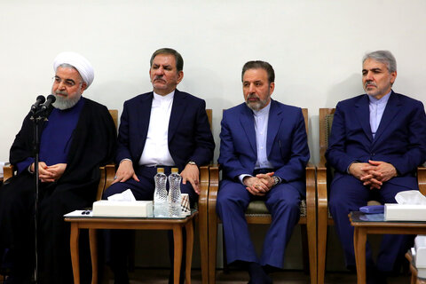 تصویری رپورٹ|ہفتہ حکومت کی مناسبت سے رہبر معظم انقلاب اسلامی سے ایرانی صدر اور کابینہ کے اراکین کی ملاقات