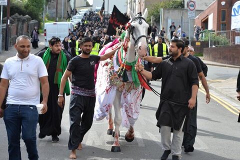 تصویری رپورٹ| برطانیہ کے شہر نیوپورٹ ویلز میں عزاداری امام حسین (ع)
