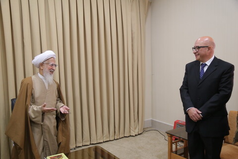 تصاویر/ دیدار سفیر یونان در ایران با آیت الله العظمی جوادی آملی