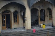 تصاویری از خسارت های اغتشاشگران به حوزه علمیه کازرون