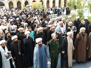 تصاویر/ اجتماع ضدآمریکایی حوزویان هرمزگان