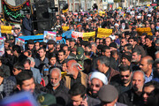 تصاویر/ راهپیمایی مردمی و هیئت‌های مذهبی بیرجند در حمایت از حمله موشکی سپاه