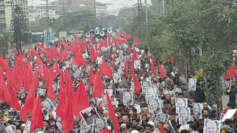 شرکت کنندگان راهپیمایی ضد آمریکایی در پاکستان