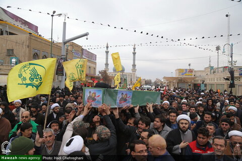 بالصور/ تشييع جثمان الشهيد حجة الإسلام المسلمين السيد رحمة الله الموسوي من شهداء المدافعين عن المقدسات بمدينة قم