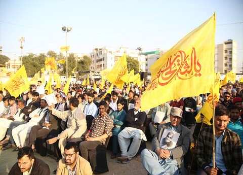 تصویری رپورٹ|کراچی میں شہید قاسم سلیمانی و رفقاء کے چہلم کا مرکزی اجتماع