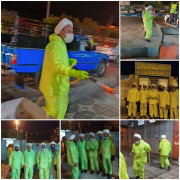 یک امام جمعه در میدان ضدعفونی معابر عمومی