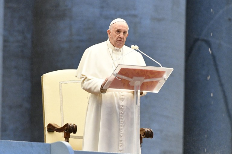 Pope Francis prays in an empty St Peter’s Square on Italy’s deadliest day