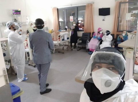 تصاویری از حضور بانوان طلبه جهادگر در بیمارستان شهید بهشتی قم
