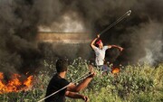 رویارویی جوان فلسطینی با نظامیان اسرائیلی