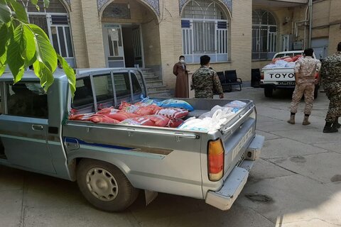 تصاویر/ رزمایش کمک مومنانه مدرسه علمیه امیرالمومنین (ع) شهرستان صحنه