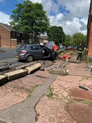Bolton car crash completely destroys boundary wall of mosque