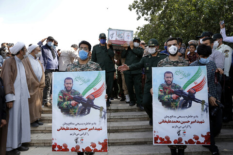 تصاویر/ مراسم تشیع و تدفین "شهید امیرحسین علیخانی" در قزوین