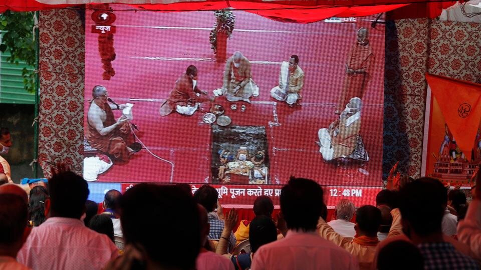 India's Modi lays foundation for Hindu temple at site of demolished mosque