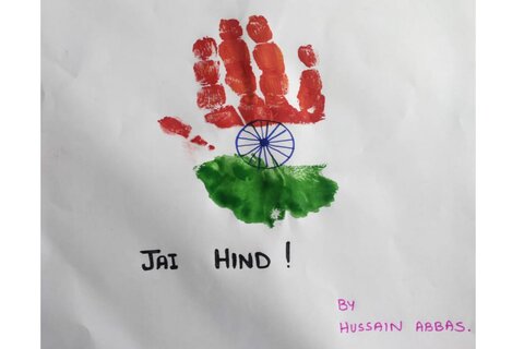 تصویر/ جشن یوم آزادی ہندوستان و عید مباہلہ پر ننھے بچوں کی ڈرائنگ