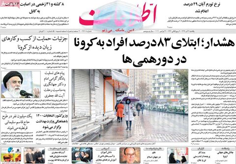 صفحه اول روزنامه‌های شنبه 2 آذر ۹۹