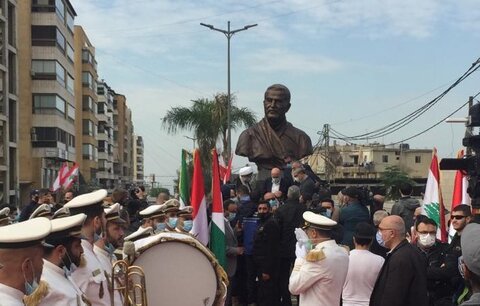 رونمایی از تندیس یادبود شهید سردار سلیمانی در ضاحیه جنوبی لبنان