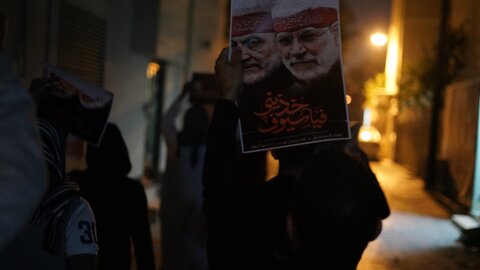برگزاری تظاهرات در بحرین به مناسب سالگرد شهادت سرداران مقاومت ، شهیدان سلیمانی و المهندس
