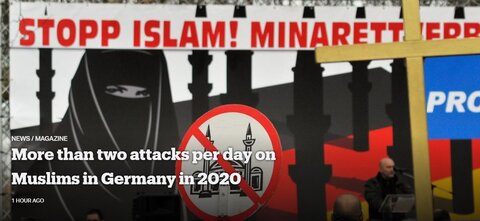 بیش از ۲ حمله در روز به مسلمانان آلمان در سال ۲۰۲۰