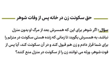 احکام شرعی | حق سکونت زن در خانه پس از وفات شوهر