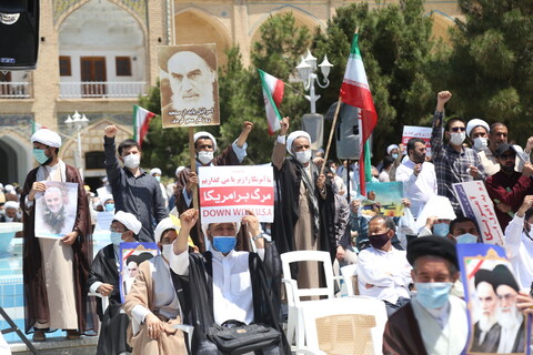 تصاویر/ تجمع طلاب و روحانیون حوزه در حمایت از ملت مظلوم فلسطین و محکومیت حادثه تروریستی افغانستان