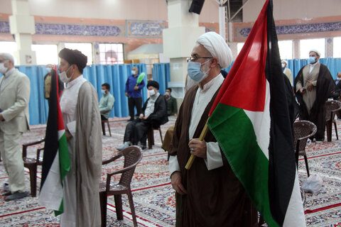 تصاویر/ تجمع طلاب و روحانیون خراسان شمالی در حمایت از مردم مظلوم فلسطین و افغانستان