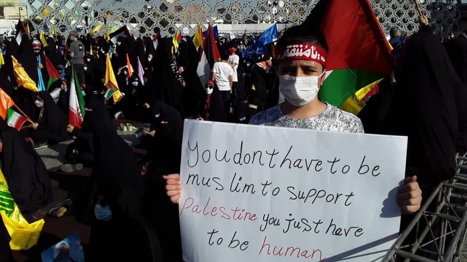 مردم تهران فریاد حمایت از فلسطین سر دادند | خالد قدومی: ما ملت امام حسینیم