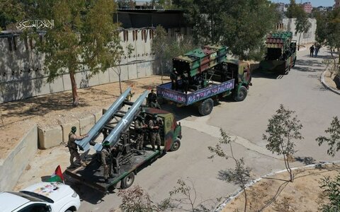 رزمایش نظامی گردان عزالدین القسام در شهر خانیونس در جنوب نوار غزه