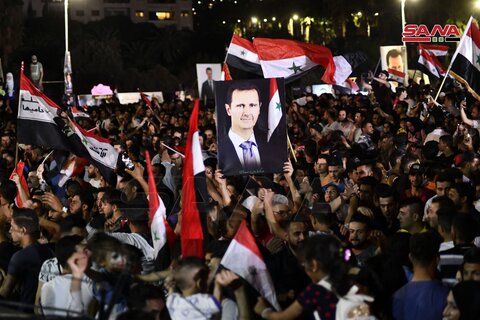 مردم سوریه در پی پیروزی بشار اسد در انتخابات جشن گرفتند