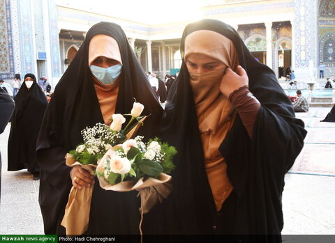 بالصور/ مراسيم استبدال راية حرم السيدة فاطمة المعصومة عليها السلام بقم المقدسة