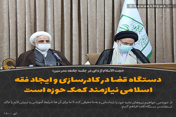 عکس نوشت | دستگاه قضا در کادرسازی و ایجاد فقه اسلامی نیازمند کمک حوزه است