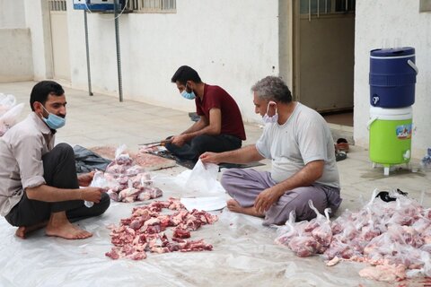 تصاویر| قربانی 55 راس گوسفند و توزیع میان نیازمندان