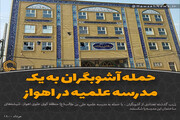 عکس نوشت | حمله آشوبگران به یک مدرسه علمیه در اهواز