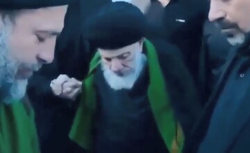 فیلم | مرحوم آیت‌الله العظمی سید محمد سعید حکیم در پیاده‌روی اربعین