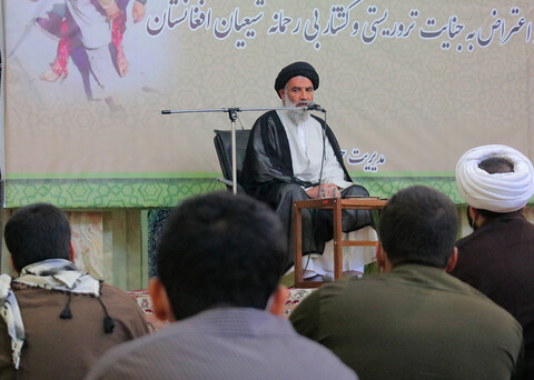 تصاویر/ اجتماع طلاب و روحانیون حوزه علمیه اهواز در محکومیت کشتار شیعیان قندهار