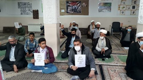 تصاویر/ اجتماع اعتراضی حوزویان مدرسه علمیه بیجار در محکومت جنایات داعش در افغانستان