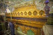 Cleaning and washing the holy grid of the shrine of Aba al-Fadl al-Abbas (pbuh)