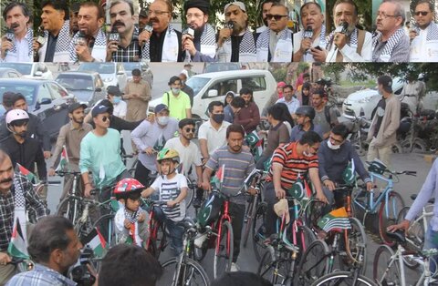 کراچی میں فلسطین فاؤنڈیشن پاکستان کے زیر اہتمام یکجہتی فلسطین سائیکل ریلی