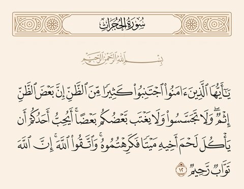 أَيُحِبُّ أَحَدُكُمْ أَن يَأْكُلَ لَحْمَ أَخِيهِ مَيْتًا