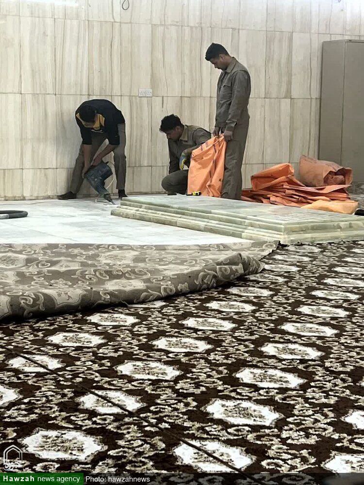 تصاویر رسیده از آماده‌سازی مزار مرحوم آیت الله العظمی صافی گلپایگانی در کربلا
