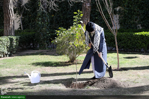 بالصور/ الإمام الخامنئي يغرس شتلتين لأشجار مثمرة في يوم الشّجرة