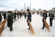 مراسم جاروکشی و عهد خادمی در مسجد مقدس جمکران برگزار شد