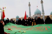 دخترانِ مہدوی کی شہداء کی نیابت میں مسجد مقدس جمکران تک پیادہ روی