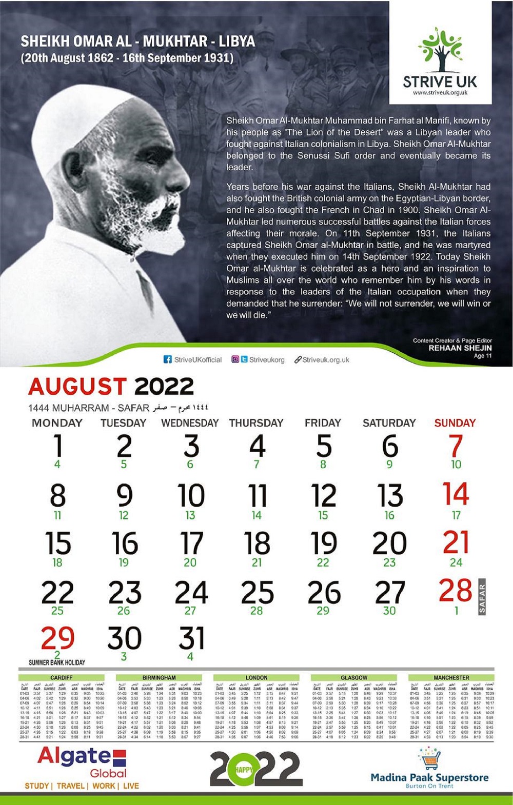 Anti-colonial calendar celebrates Muslims who fought for freedom