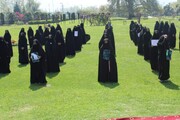 تصاویر/ حجاب پر پابندی کے خلاف مکتبۃ الزہرا ؑ جموں کشمیر کی طالبات کا احتجاجی جلوس