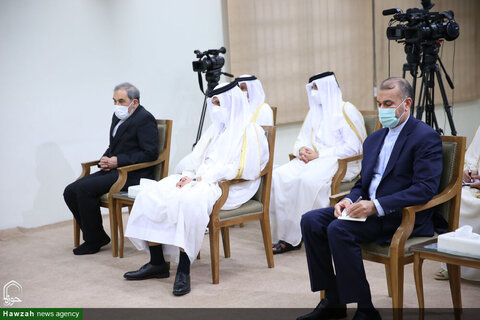 بالصور/ لقاء أمير قطر والوفد المرافق مع الإمام الخامنئي