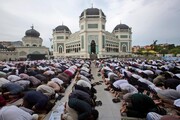 Indonesian Muslims prayer marking Eid Al-Adha holiday